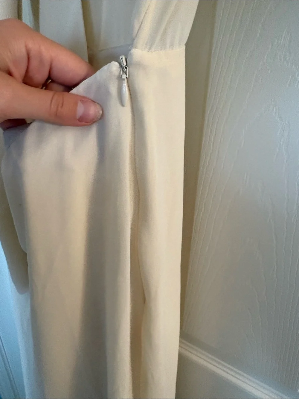 Nasty Gal Cream Blouse with Subtle Green Leaf Detail - Picture 5 of 5